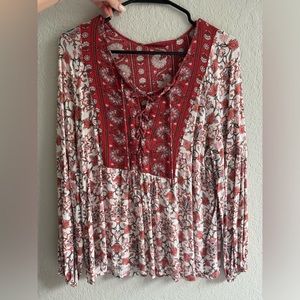 Tigerlily Blouse - Red & White Floral